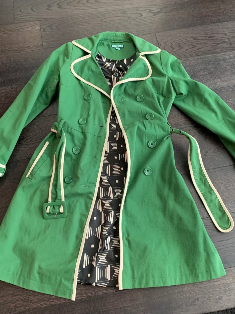Modcloth retro green trench coat